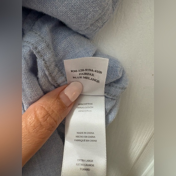 Mens Rails Fairfax Blue Melange Patch Pocket Cotton Shirt XL - Picture 6 of 7